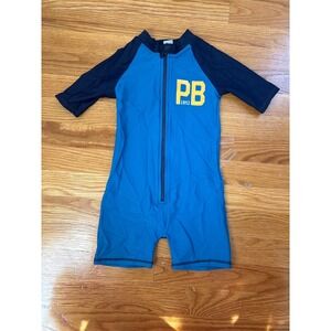 Petit Bateau Boys Blue One Piece Sun Suit Rash Guard Swimsuit Size 6